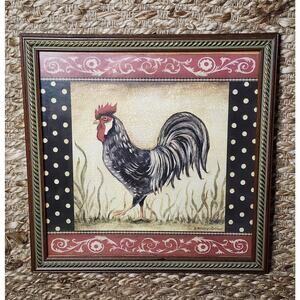 Kimberly Poloson Framed Rooster Print French Country Farmhouse Home Interiors